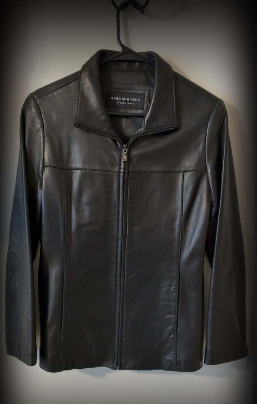 Marc New York Andrew Marc Women's Black Leather Zip-Front Jacket